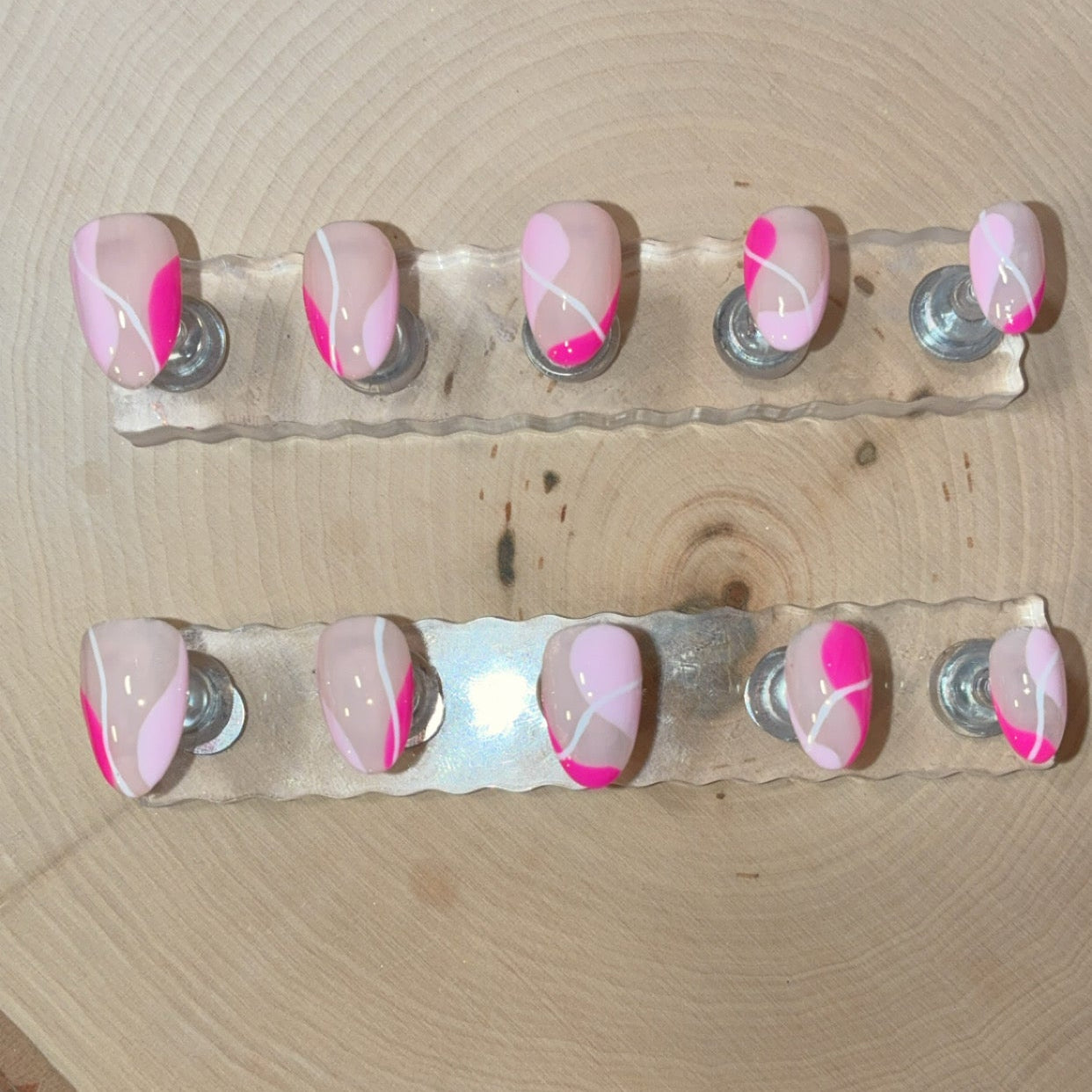 Pink Petal Waves Press-On Nail Set